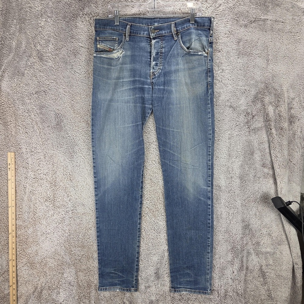 Diesel Jeans Mens Blue D-Yennox Slim Tapered Button Fly Stretch 009DG